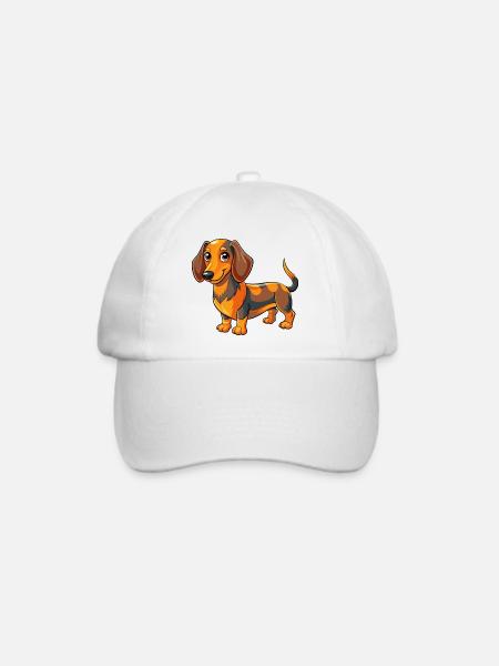 Dackel - Baseballkappe - Weiß/Weiß