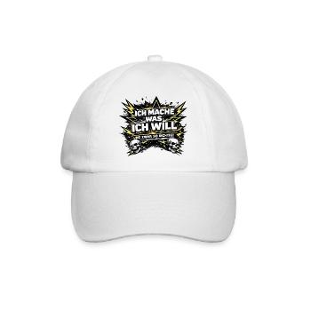 Ich mache was ich will – Skull & Blitze - Baseballkappe - Weiß/Weiß - Vorne