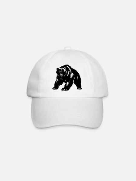Grizzly Bär Silhouette - Baseballkappe - Weiß/Weiß