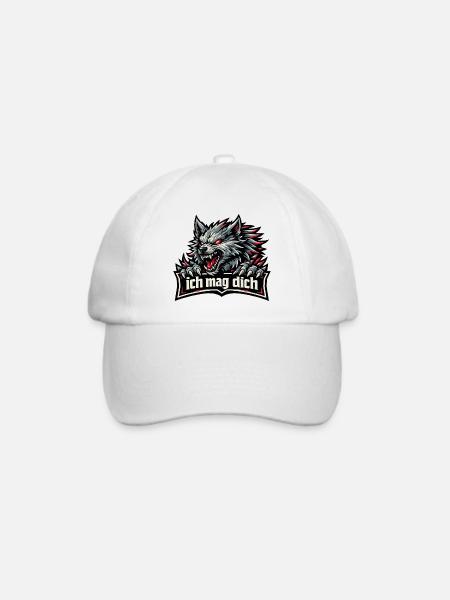 Fenriswolf Spruch – Ich mag dich - Baseballkappe - Weiß/Weiß