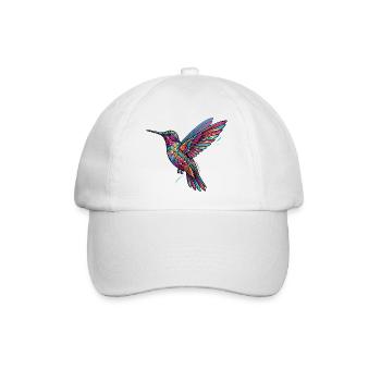 Kaleidoskop Kolibri Muster bunter Kolibri fliegt - Baseballkappe - Weiß/Weiß - Vorne