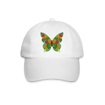 Tropischer Schmetterling aus Blättern - Baseballkappe - Weiß/Weiß - Vorne