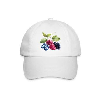 Wildbeeren Beeren Blaubeere Himbeere Brombeere - Baseballkappe - Weiß/Weiß - Vorne
