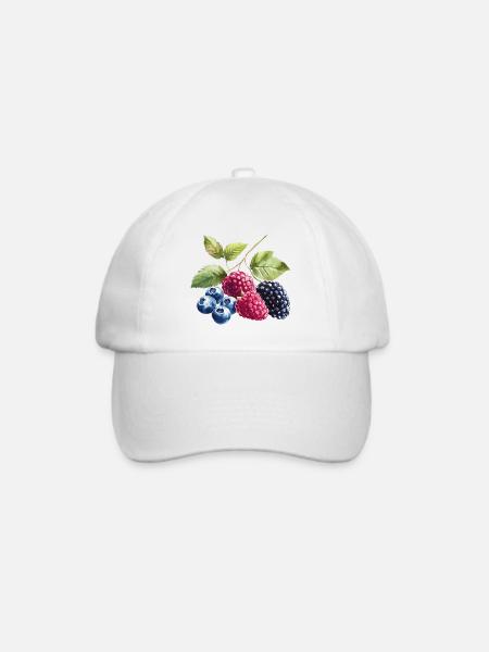 Wildbeeren Beeren Blaubeere Himbeere Brombeere - Baseballkappe - Weiß/Weiß