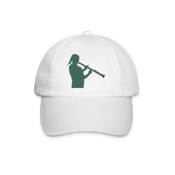 Bläser Silhouette mit Blockflöte - Baseballkappe - Weiß/Weiß - Vorne
