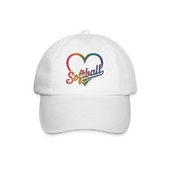  Softball Regenbogen Herz Softball Liebe Pride Fan - Baseballkappe - Weiß/Weiß - Vorne