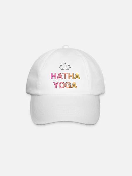Hatha Yoga Gradient Schrift - Baseballkappe - Weiß/Weiß