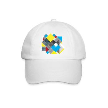 Geometrische Farbquadrat-Komposition - Baseballkappe - Weiß/Weiß - Vorne