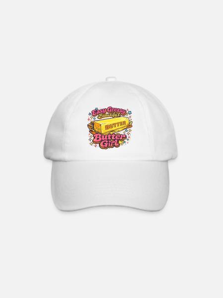 Butter Girl Retro Pop-Art-Illustration - Baseballkappe - Weiß/Weiß