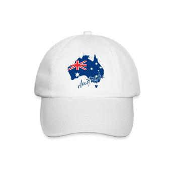 Karte mit der Flagge Australiens, ich liebe Australien - Baseballkappe - Weiß/Weiß - Vorne