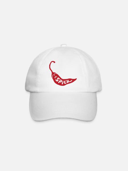 Spicy Chili Pepper Minimalistische Lustige Feinschmeckerin - Baseballkappe - Weiß/Weiß