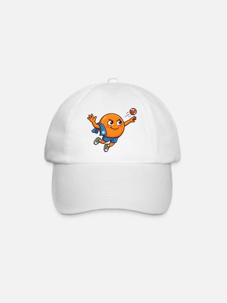 Lustiger Handball Orangenheld Cartoon - Baseballkappe - Weiß/Weiß
