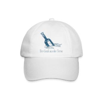 Ein Gruß aus der Ferne Flaschenpost Design - Baseballkappe - Weiß/Weiß - Vorne