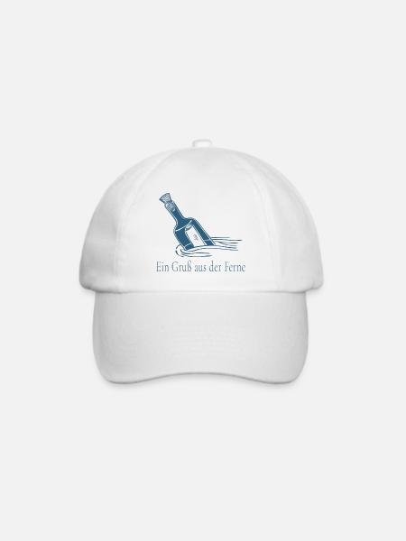 Ein Gruß aus der Ferne Flaschenpost Design - Baseballkappe - Weiß/Weiß