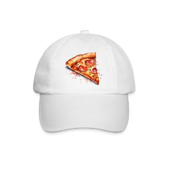 Wasserfarbene Pizzascheibe - Baseballkappe - Weiß/Weiß - Vorne