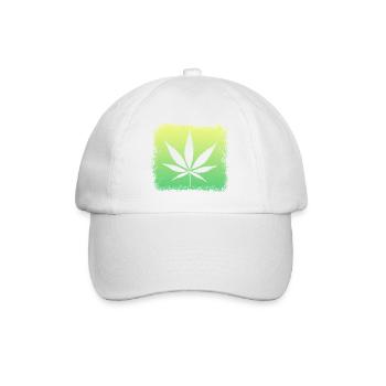 Cannabisblatt  Weed Kiffen - Baseballkappe - Weiß/Weiß - Vorne