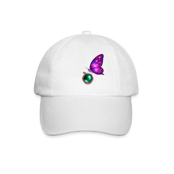 Emerald Rebirth – Kosmischer Schmetterling - Baseballkappe - Weiß/Weiß - Vorne