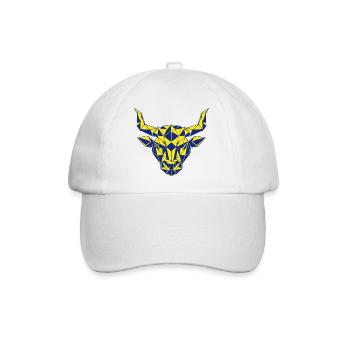 Geometrischer Stierkopf Gelb-Navy  - Baseballkappe - Weiß/Weiß - Vorne