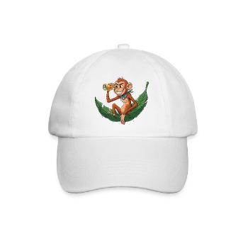 Abenteueraffe mit Fernrohr - Baseballkappe - Weiß/Weiß - Vorne