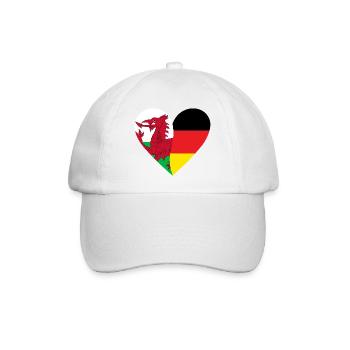 Drachenflagge Herzdesign Wales - Baseballkappe - Weiß/Weiß - Vorne