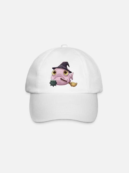 Lustiger Blobfisch - Hexenhut und Zauberkessel - Baseballkappe - Weiß/Weiß
