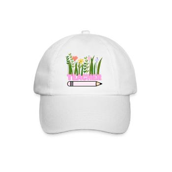 Lehrerblumen mit Bleistift - Baseballkappe - Weiß/Weiß - Vorne