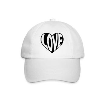 Love Herz, Liebe Herzmotiv  - Baseballkappe - Weiß/Weiß - Vorne