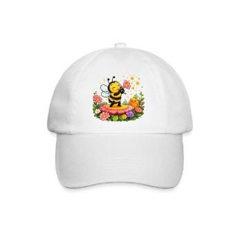 Biene Honig Imker Honigwabe Blumen Wiese Insekt - Baseballkappe - Weiß/Weiß - Vorne