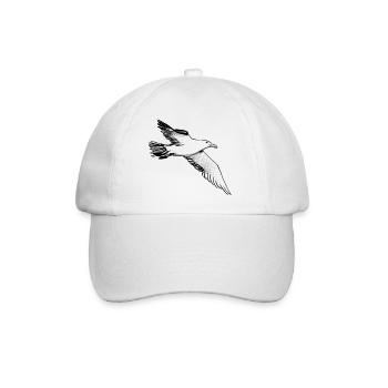 Fliegende Möwe – Illustration - Baseballkappe - Weiß/Weiß - Vorne