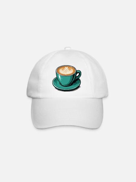 Teal Latte Art Kaffeetasse - Baseballkappe - Weiß/Weiß
