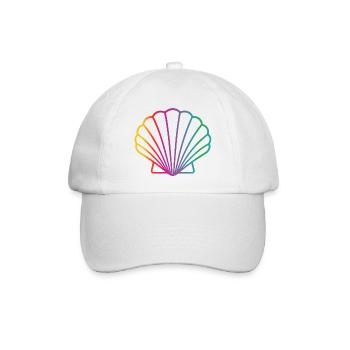 Bunte Muschel | Maritimes Kunstmotiv - Baseballkappe - Weiß/Weiß - Vorne