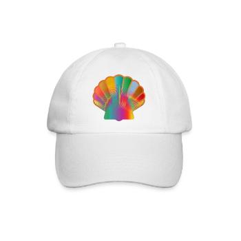 Bunte Muschel | Maritimes Kunstmotiv - Baseballkappe - Weiß/Weiß - Vorne