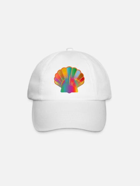 Bunte Muschel | Maritimes Kunstmotiv - Baseballkappe - Weiß/Weiß