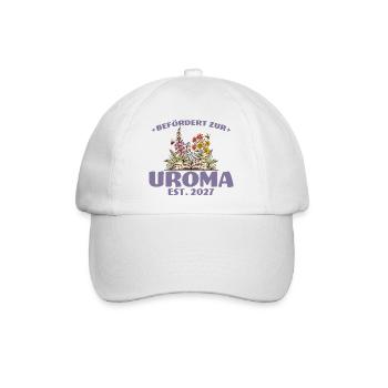 Befördert Zur Uroma 2027 Schwangerschaft Geschenk - Baseballkappe - Weiß/Weiß - Vorne