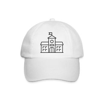 Schulgebäude-Linie-Symbol Bildungscampus Symbol - Baseballkappe - Weiß/Weiß - Vorne