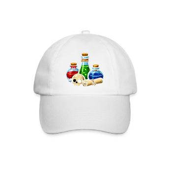 Alchemistische Trankgläser Schädel-Szene - Baseballkappe - Weiß/Weiß - Vorne