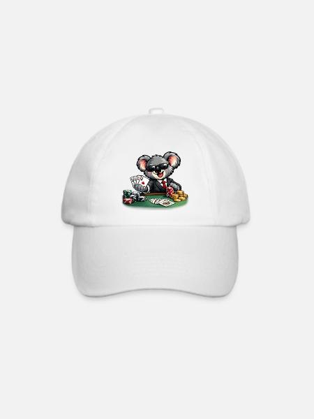 Süßer Koala spielt Poker - Baseballkappe - Weiß/Weiß