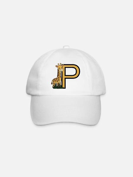 Giraffe neben Großbuchstabe P - Baseballkappe - Weiß/Weiß