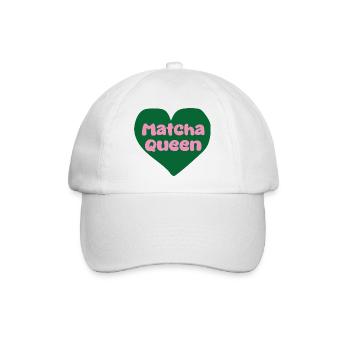 Matcha Queen Herzdesign - Baseballkappe - Weiß/Weiß - Vorne