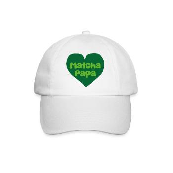 Matcha Papa Herzdesign - Baseballkappe - Weiß/Weiß - Vorne