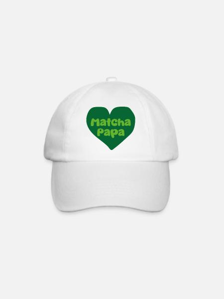 Matcha Papa Herzdesign - Baseballkappe - Weiß/Weiß