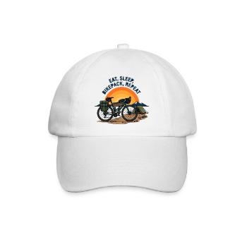 Essen Schlaf Fahrradpack Wiederholen Retro-Fahrradkunst - Baseballkappe - Weiß/Weiß - Vorne