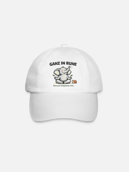 Ganz in Ruhe – Elefant für mehr Gelassenheit - Baseballkappe - Weiß/Weiß