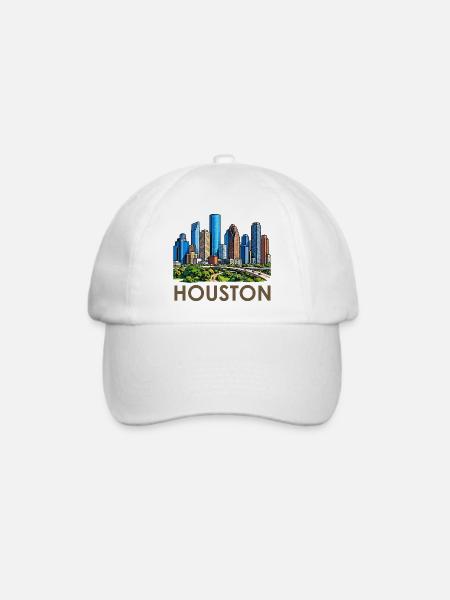Houston Skyline Stadtlandschaft - Baseballkappe - Weiß/Weiß