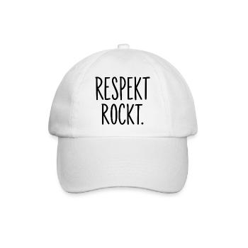 Respekt rockt – Spruch für mehr Miteinander - Baseballkappe - Weiß/Weiß - Vorne
