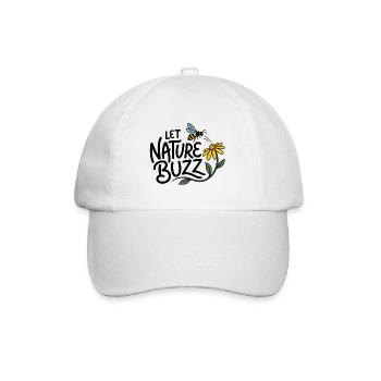 "LASS DIE NATUR SUMMEN" – Bienen- und Wildblumenmotiv - Baseballkappe - Weiß/Weiß - Vorne