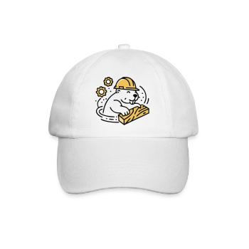 Biber Bauhelm Holz Grafik - Baseballkappe - Weiß/Weiß - Vorne