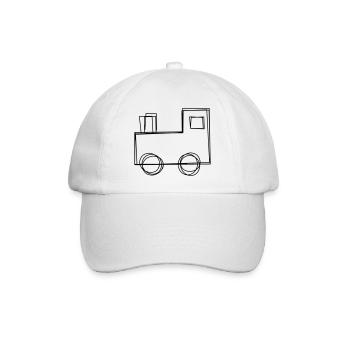 Lokomotive handgezeichnet - Baseballkappe - Weiß/Weiß - Vorne