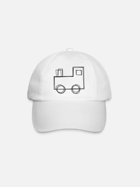 Lokomotive handgezeichnet - Baseballkappe - Weiß/Weiß