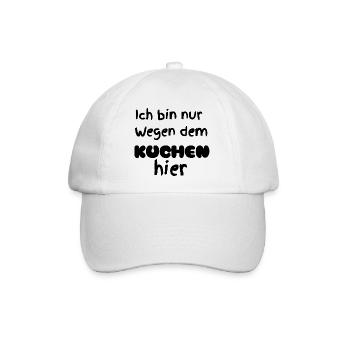 Nur wegen dem Kuchen  - Baseballkappe - Weiß/Weiß - Vorne